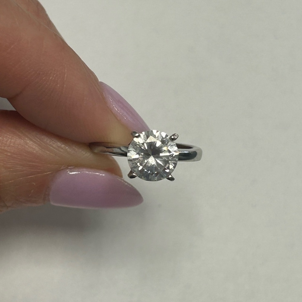 White Round Cut CZ Solitaire Engagement Ring Size #5